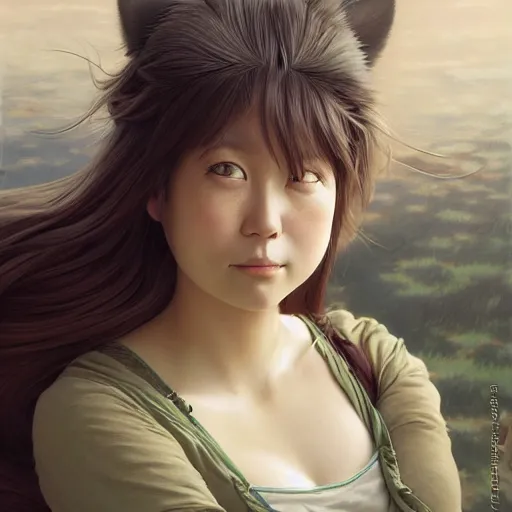 Prompt: portrait of a totoro woman, detailed, centered, digital painting, artstation, concept art, studio ghibli, donato giancola, Joseph Christian Leyendecker, WLOP, Boris Vallejo, Breathtaking, 8k resolution, extremely detailed, beautiful, establishing shot, artistic, hyperrealistic, beautiful face, octane render