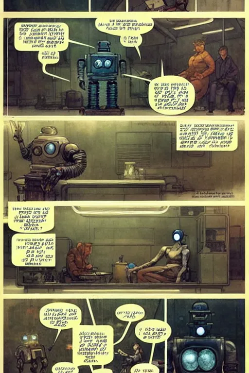 Prompt: comic book circles page layout ( ( ( ( ( 1 9 5 0 s retro future robot lab interior. muted colors. ) ) ) ) ) by jean - baptiste monge!!!!!!!!!!!!!!!!!!!!!!!!!!!!!!