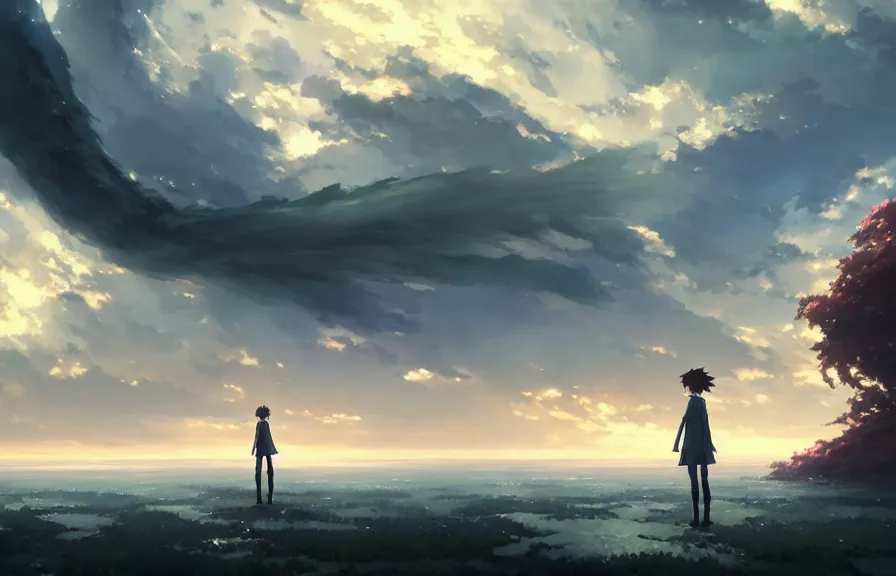 Image similar to makoto shinkai concept art of the cloud dragon dimension, key visual, ambient lighting, highly detailed, digital painting, artstation, concept art, sharp focus, by makoto shinkai and akihiko yoshida and hidari and wlop and greg rutkowski