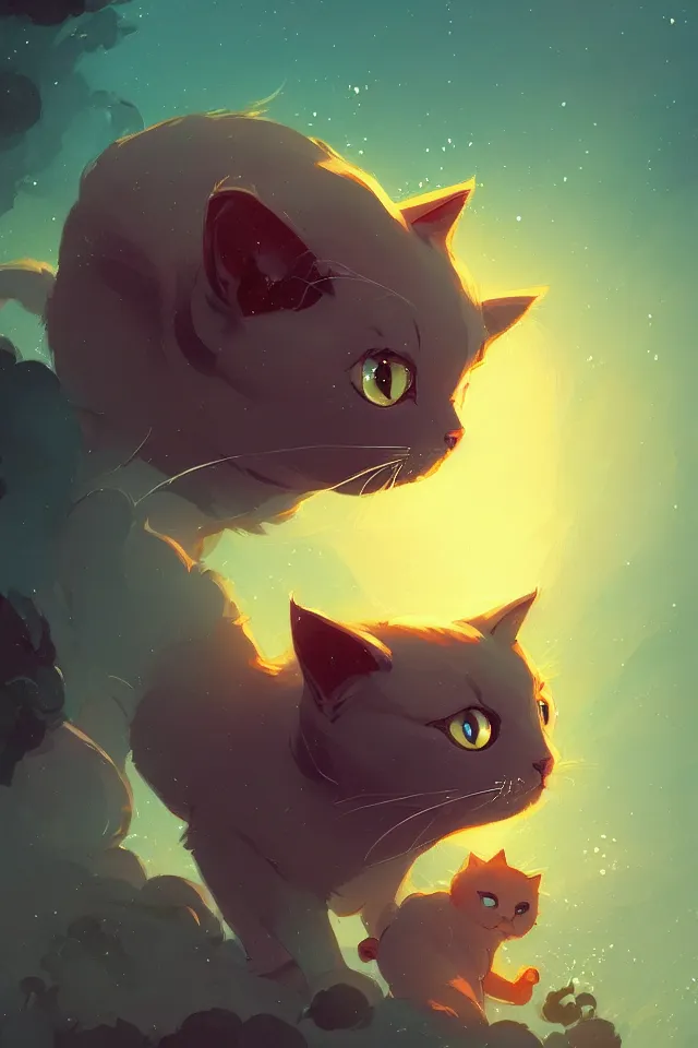 Image similar to cute cat, by victo ngai and andreas rocha and greg rutkowski, trending on artstation, unreal engine, 8 k hd wallpaperjpeg artifact, blur, artfact