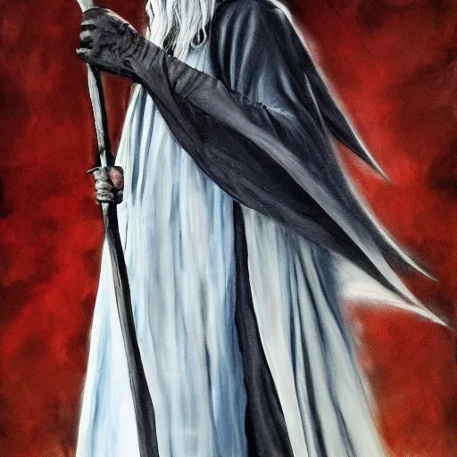 Prompt: gandalf as the crow, painting