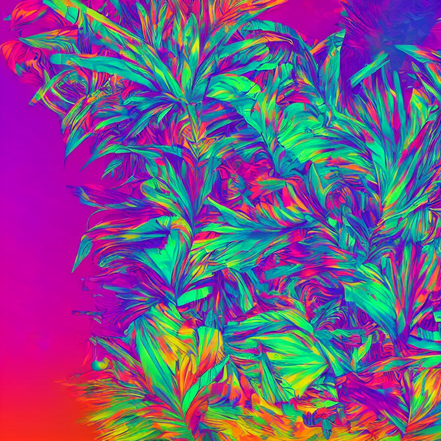 Image similar to album cover design tropical dmt trip, by Jonathan Zawada, Pi-Slices and Kidmograph, colorful digital art