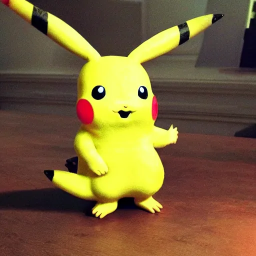 Prompt: uncanny valley pikachu