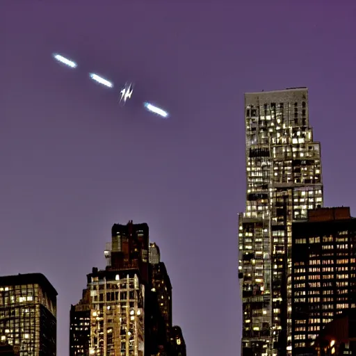 Image similar to ufos over manhattan, dslr,