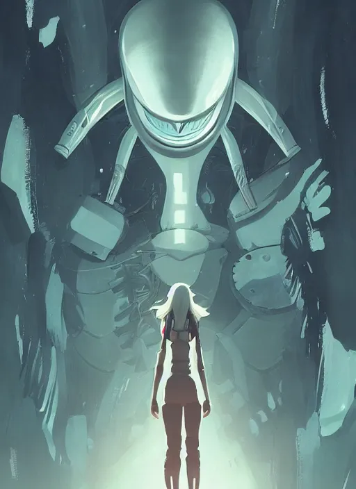 Prompt: poster for alien vs predator by loish, makoto shinkai, studio ghibli, atey ghailan