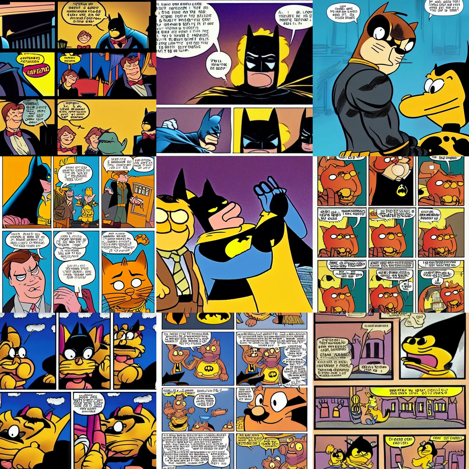 Prompt: garfield is batman, disney style