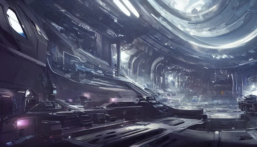 Prompt: Concept art of a futuristic prison in space, hyperdetailed, artstation, cgsociety, 8k