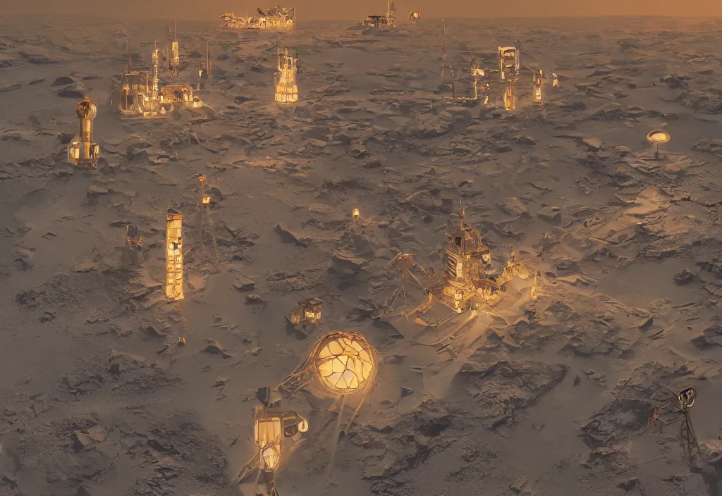 Image similar to accidentally wes anderson award - winning photograph of a russian city on the moon, art by greg rutkowsky, trending on artstation, cinematic lighting, filmic grain, golden hour, detailed, 4 k