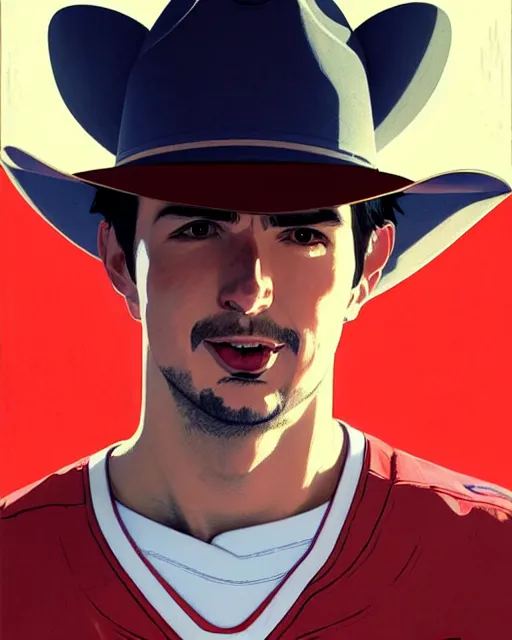 Image similar to habs carey price goaltender with cowboy hat | | fine detail!! anime!! realistic shaded lighting!! poster by ilya kuvshinov katsuhiro otomo ghost - in - the - shell, magali villeneuve, artgerm, jeremy lipkin and michael garmash and rob rey