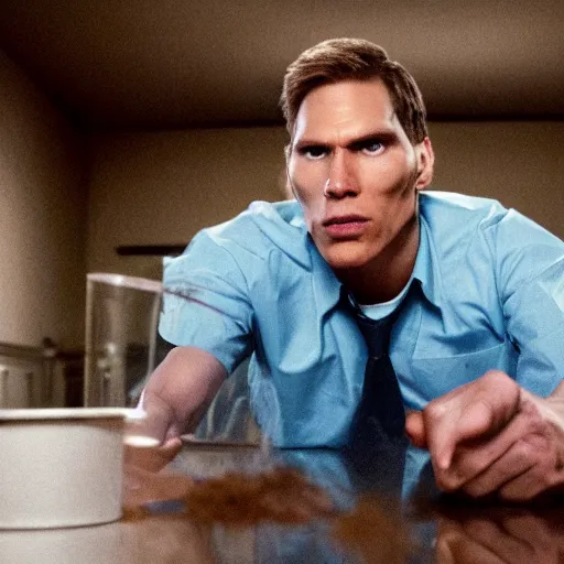 Image similar to Live Action Still of Jerma in Breaking Bad, real life, hyperrealistic, ultra realistic, realistic, highly detailed, epic, HD quality, 8k resolution, body and headshot, film still