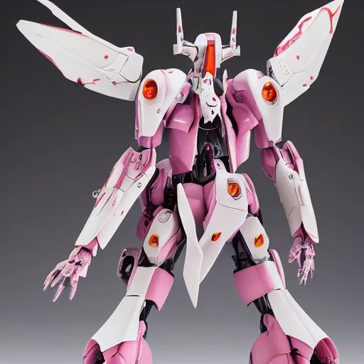 Image similar to futuristic lamprocapnos spectabilis mecha bleeding heart body, sepals forming helmet, floral details, lamprocapnos, 8 k hd resolution, barbatos gundam with floral inlay, bandai box art, star wars, makoto kobayashi, frank gehry, raymond swanland