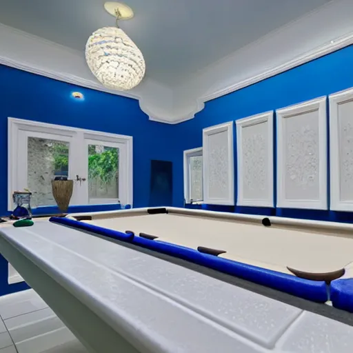 Image similar to dream poolrooms backroom with walls and ceilings of white ceramic tiles, light coming in with blue skies