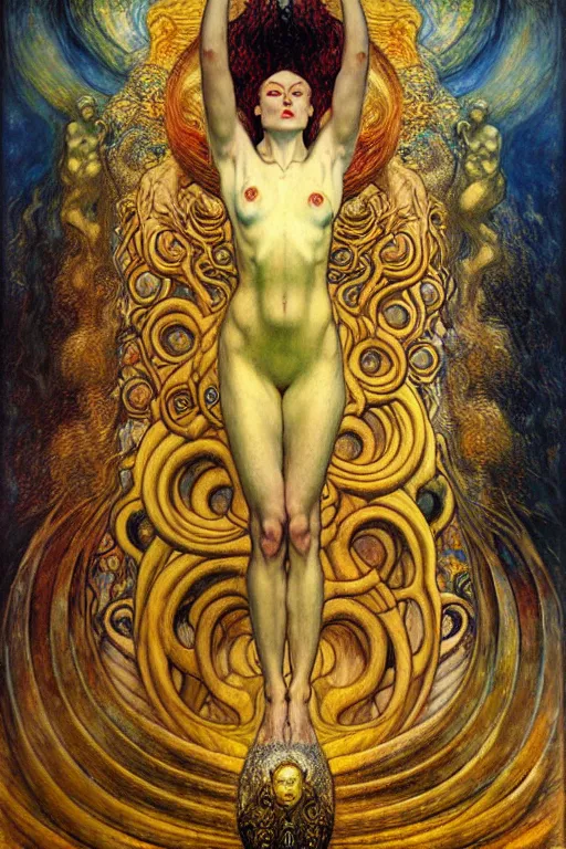 Image similar to Divine Chaos Engine by Karol Bak, Jean Delville, William Blake, Gustav Klimt, and Vincent Van Gogh, symbolist, visionary