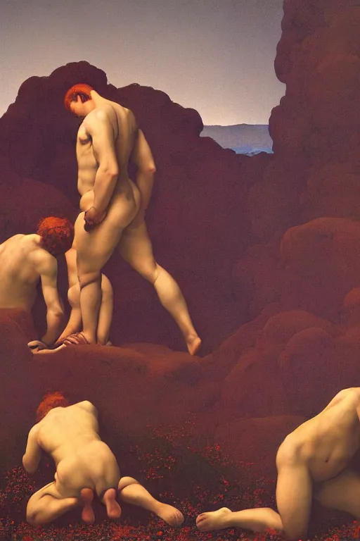 Prompt: lost souls in purgatory crying to be freed, digital painting by maxfield parrish and caravaggio, photorealistic