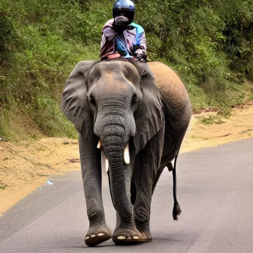 Image similar to elephant riding a motorcycle