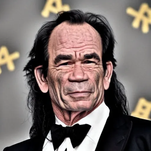 Prompt: tommy lee jones with very long hair, photograph