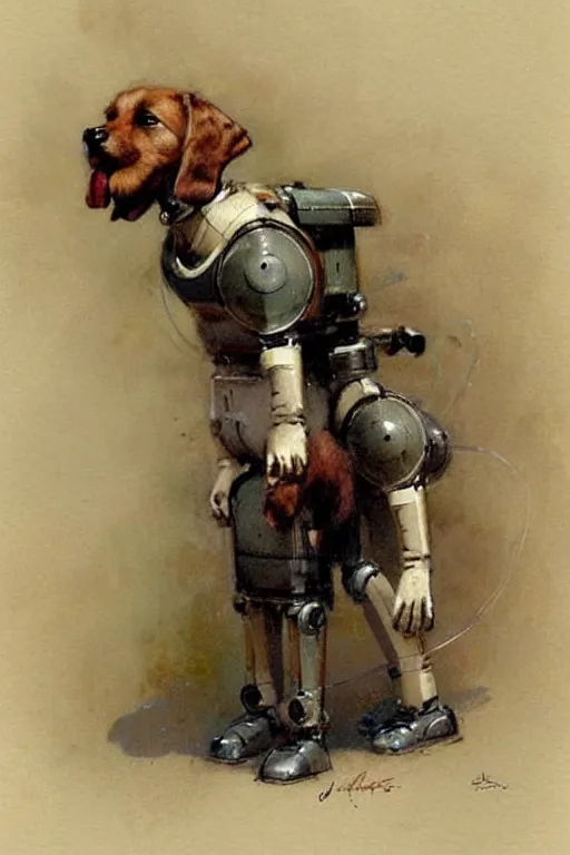 Image similar to (((((1950s boy and his robot box shaped k9 dog. muted colors.))))) by Jean-Baptiste Monge !!!!!!!!!!!!!!!!!!!!!!!!!!!