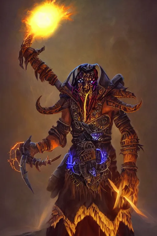 Image similar to witch - doctor holding electricity, world of warcraft, diablo,