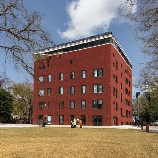 Image similar to a recursively stacked brick building