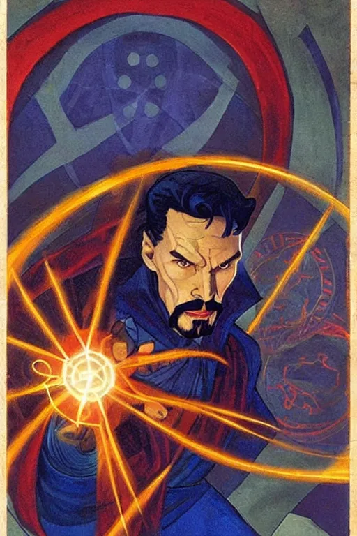 Image similar to doctor strange, marvel, artwork by nicholas roerich