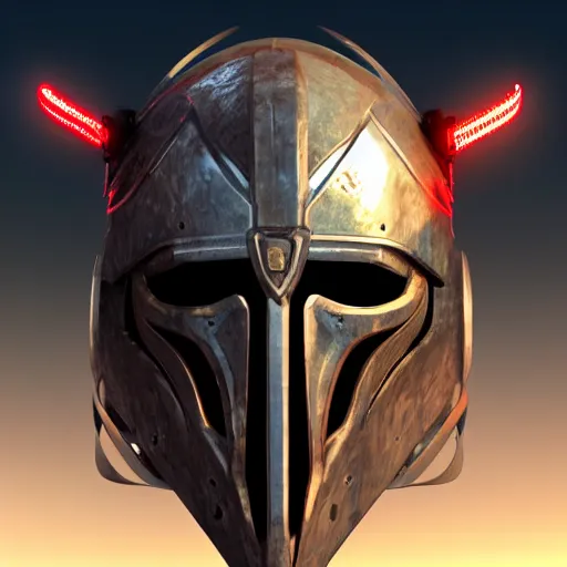 Image similar to cyberpunk viking helmet mask robot ninja illumination ray tracing hdr fanart arstation by sung choi and eric pfeiffer and gabriel garza and casper konefal