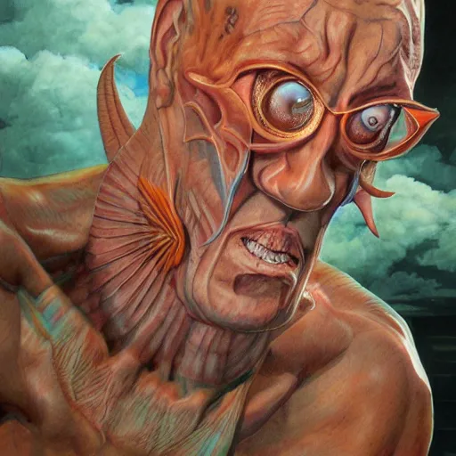 Image similar to detailed details photorealistic reincarnation of amogus impostor in the style of moebius and alex ross, gouache and wash paints color, detailed details facial and body and human and environments and proportionate, detailed 5 k details.