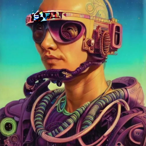 Image similar to high quality high detail portrait of a diesel punk in an alien world, tristan eaton, victo ngai, artgerm, rhads, ross draws, hyperrealism, intricate detailed, alphonse mucha, 8 k, sci - fi, pastel colors, artstation,