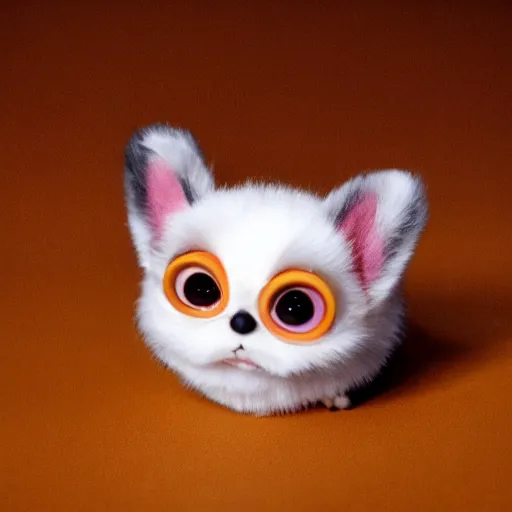 Prompt: a corgi furby toy, photographed by david lynch