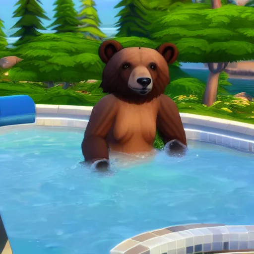 Image similar to a bear in jacuzzi, the sims 4