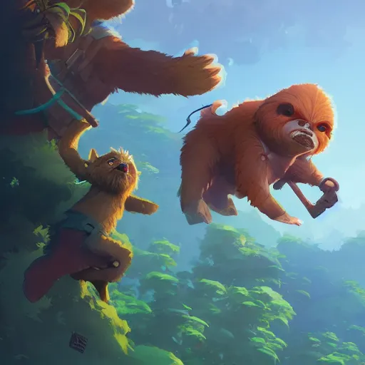 Image similar to hero world ewoks, behance hd by jesper ejsing, by rhads, makoto shinkai and lois van baarle, ilya kuvshinov, rossdraws global illumination