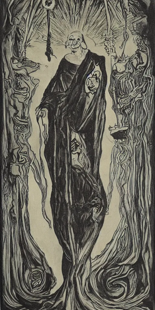 Image similar to the magician tarot card by austin osman spare