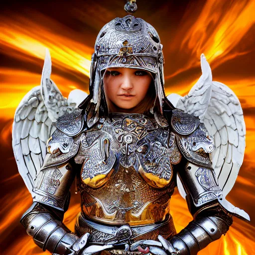 Image similar to beautiful angel warrior with ornate armour, highly detailed, 4k, HDR, smooth, sharp focus, hyper realistic, high resolution, award-winning photo