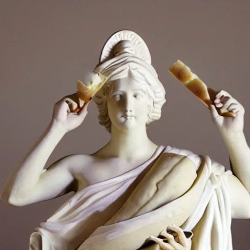 Prompt: neo - classical statue made pizza