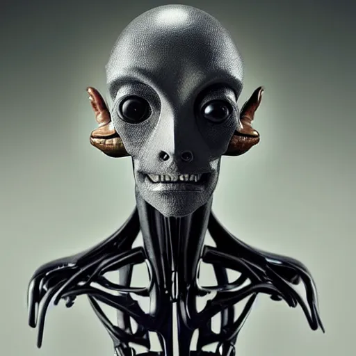 Image similar to portrait shot of a humanoid alien by swiridoff, award - winning, sothebys, fine art photography