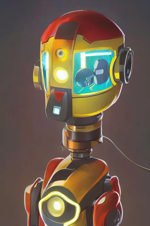 Image similar to metabots medabots medarotto medarot robot minimalist comics helmet mask neon cybereye, behance hd by jesper ejsing, by rhads, makoto shinkai and lois van baarle, ilya kuvshinov, rossdraws global illumination ray tracing hdr radiating a glowing aura