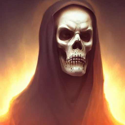 Image similar to menacing grim reaper portrait, showing a sand clock running out of time, mysterious atmospheric lighting, painted, intricate, volumetric lighting, beautiful, rich deep colours masterpiece, golden hour, sharp focus, ultra detailed, by leesha hannigan, ross tran, thierry doizon, kai carpenter, ignacio fernandez rios