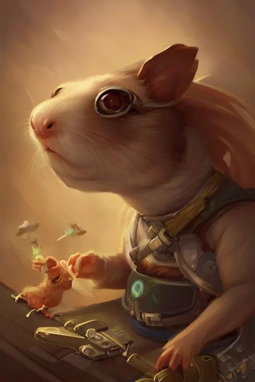 Prompt: cute little anthropomorphic Guinea Pig Piloting a plane , tiny, small, short, Pilot outfit, cute and adorable, pretty, beautiful, DnD character art portrait, matte fantasy painting, DeviantArt Artstation, by Jason Felix by Steve Argyle by Tyler Jacobson by Peter Mohrbacher, cinematic lighting