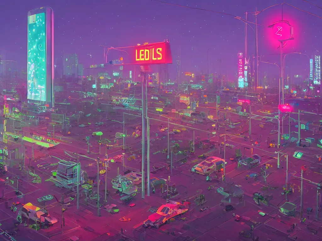 Image similar to tall futuristic buildings, billboards and neonsigns by night, stars and plantes by Yusei Uesugi and Simon Stålenhag