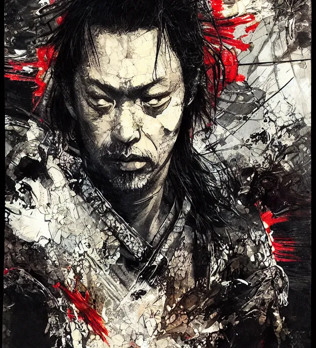 Image similar to heavenly lone samurai, painting, by greg ruthowski, yoshikata amano, yoji shinkawa, alphonse murac, collaborative artwork, beautifully drawn, heavily detailed