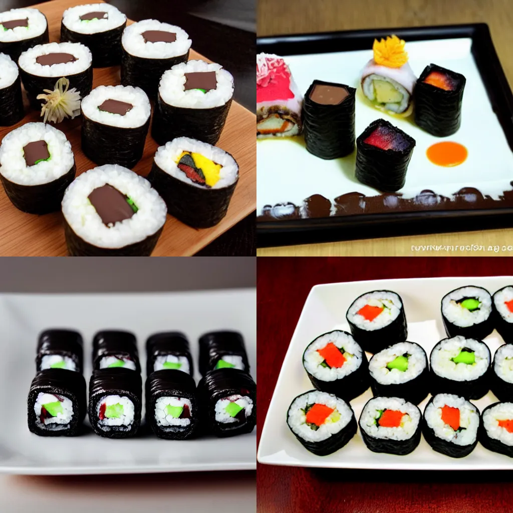 Prompt: chocolate sushi