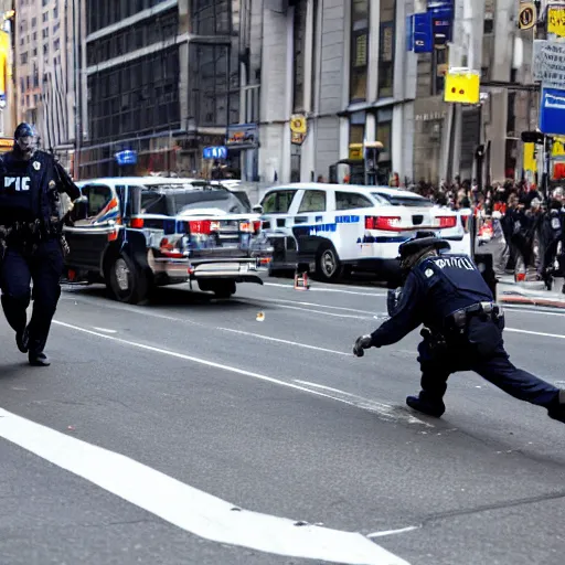 Image similar to news real of a police chase. Nyc streets