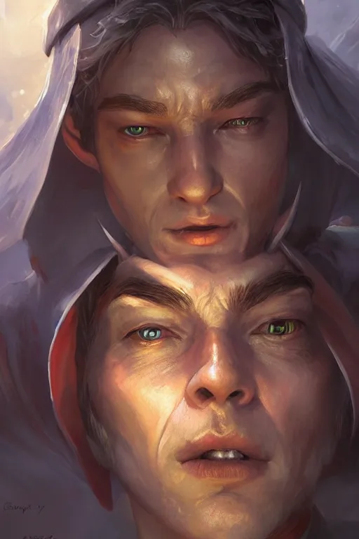 Image similar to dungeons and dragons elf wizard character closeup portrait, dramatic light, dungeon background, 2 0 0 mm focal length, painted by stanley lau, painted by greg rutkowski, painted by stanley artgerm, brom, digital art, trending on artstation