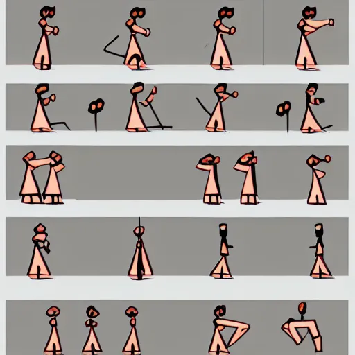 Image similar to design sheet for a cutout stop motion - animation character, a nerdy girl