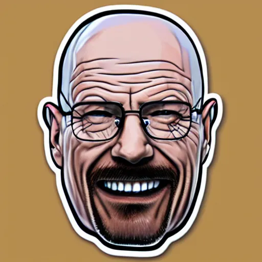 Image similar to head of Walter White laughing, Sticker illustration