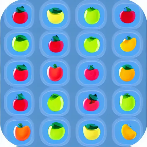 Prompt: cute chubby blue fruits icons for mobile game ui