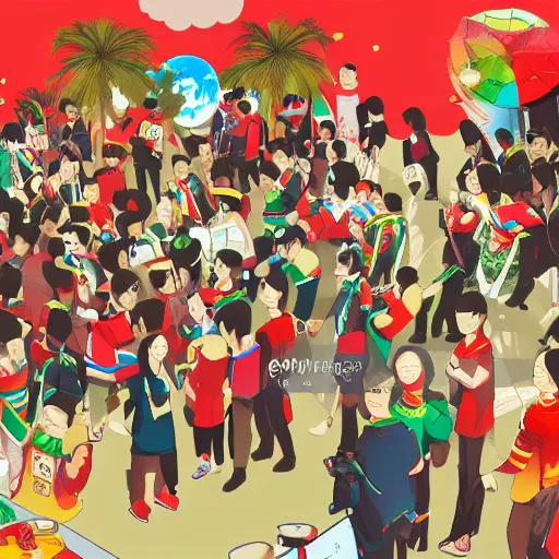 Prompt: Taiwan having a party with china , trending on artstation, detailed illustration