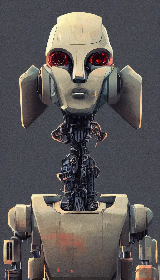 Image similar to an atompunk robot, portrait, head and chest only, humanoid, sharp focus, james gilleard, cinematic, game art, extremely detailed digital painting