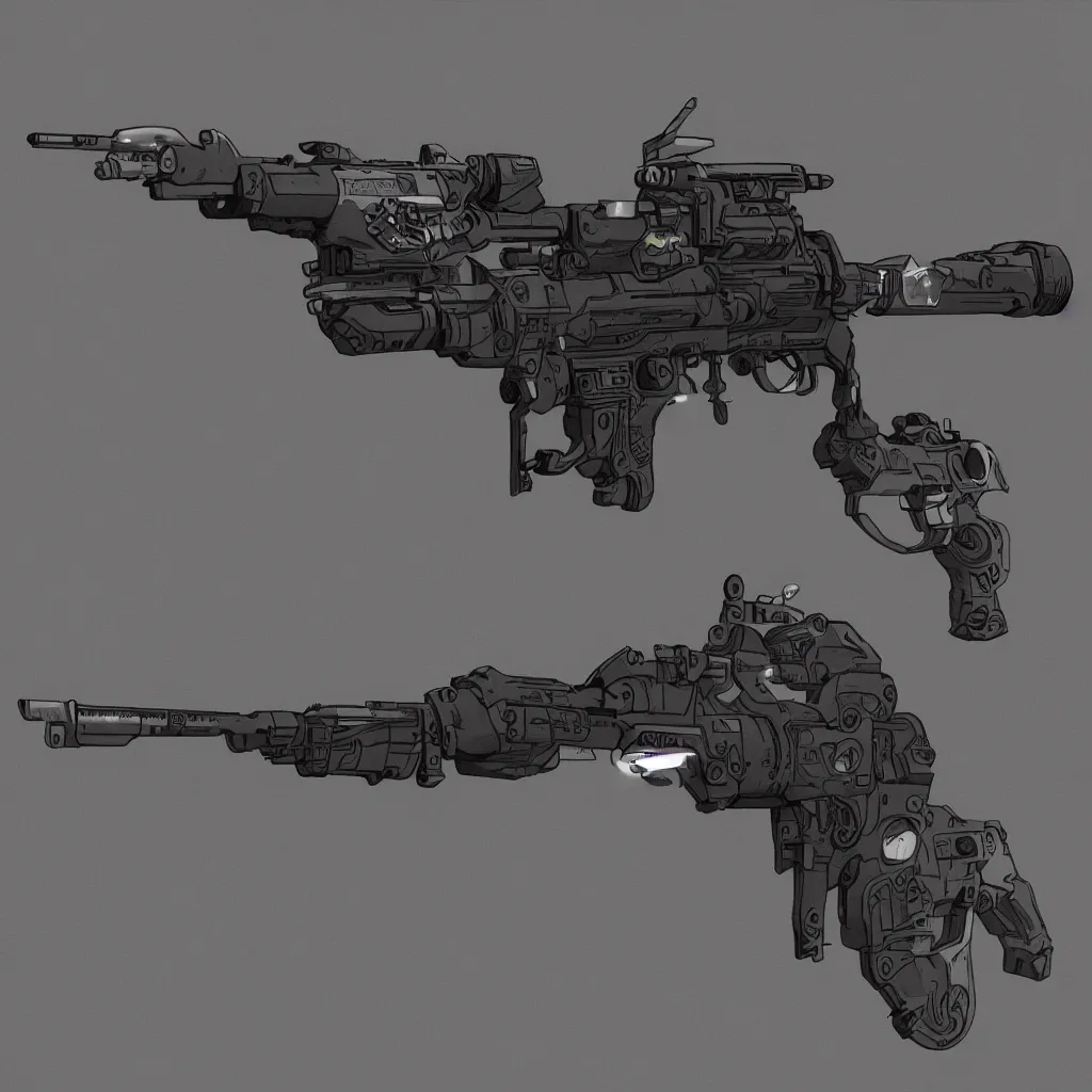 Image similar to detailed cyberpunk style sci - fi high tech gun concept design