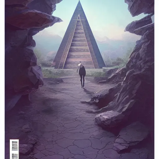 Prompt: path towards a pyramid with black snake in the sky ,by artgerm and Craig Mullins, James Jean, Andrey Ryabovichev, Mark Simonetti and Peter Morbacher 16k