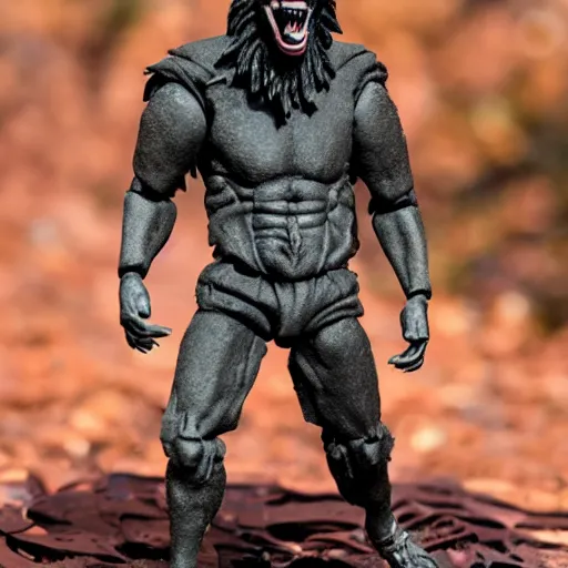 Prompt: werewolf action figure